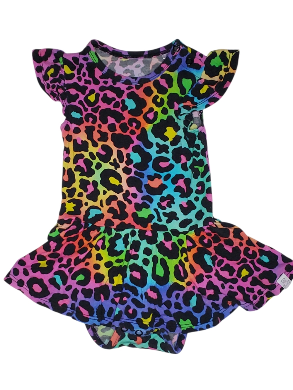 Little Snuggles Skirted Bodysuit Short-sleeve Black|Multi Leopard Girls 9-12M